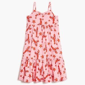 J Crew CrewCuts Pink Brilliant Sun Lobster‎ Starfish Tiered Dress Girls Size 12